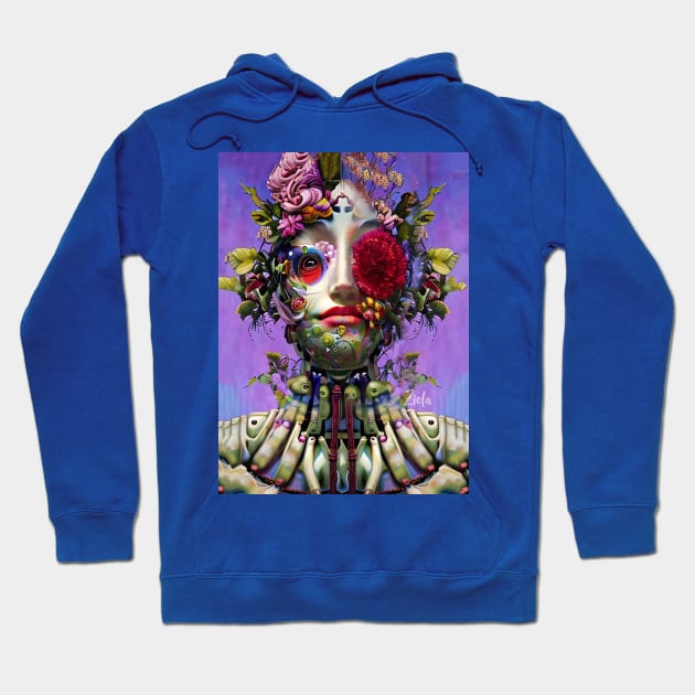 Stunning Art Beautiful Flowers Surreal Art a Cute Girl Android Robot Roses Hoodie by ZiolaRosa